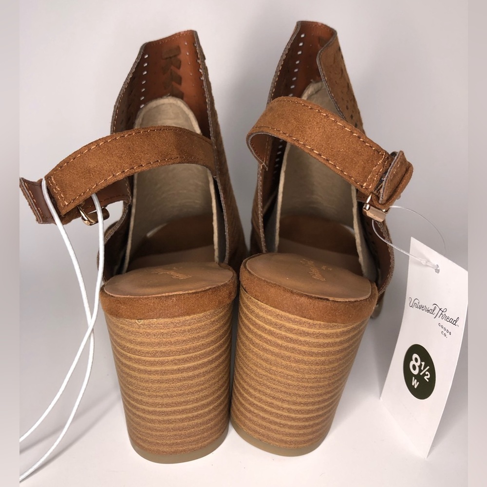 Universal Thread Brown Suede Peep Toe Stacked Blo… - image 7
